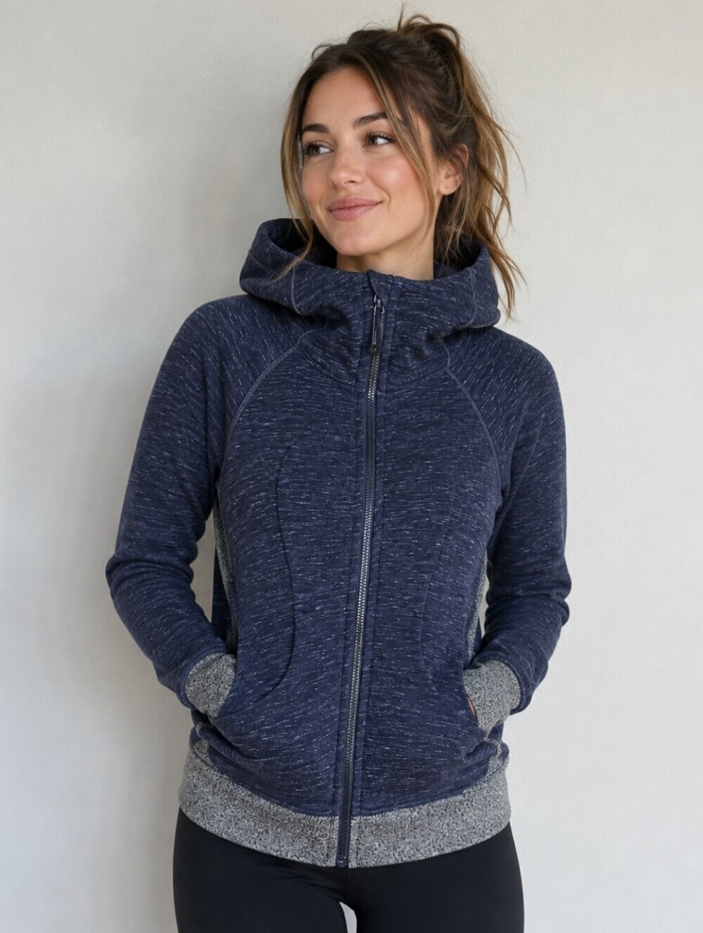 Lululemon Scuba Hoodie Womens Blue Heathered Full Zip Activewear Jacket